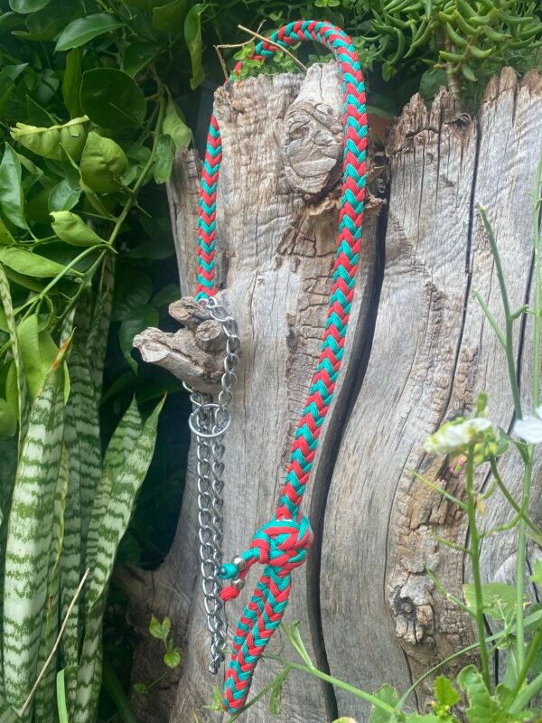 IMG_9411 ✨Heavy-Duty Braided Paracord & Chain Dog Training Collar/Slip Leash | Red & Green