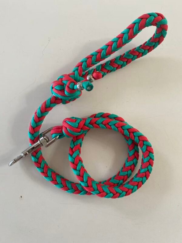 Image_20251124102508_470_2 ✨Heavy-Duty Braided Paracord & Chain Dog Training Collar/Slip Leash | Red & Green