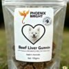 beefliver gummies1.2 Natural Beef Liver Dog Treats – Phoenix Bright Soft Chewy Gummies (100g, Preservative-Free)