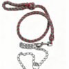 leash1.2 ✨Heavy-Duty Braided Paracord & Chain Dog Training Collar/Slip Leash | Red & Green