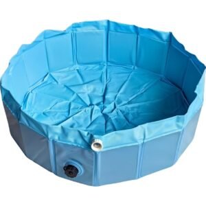 foldable-dog-swimming-pool-blue Foldable Dog & Kids Sprinkler Pool | Portable, Non-Slip, Non-Toxic PVC Wading Pool
